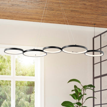 Roman 40.75" Bohemian Coastal Iron Linear Integrated LED Pendant - JONATHAN Y